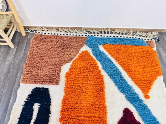Image 1 of Handgemaakt Marokkaans wollen tapijt in kleur, 250 cm x 150 cm