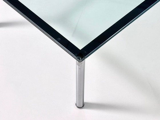 Vintage Glass Coffee table, Chrome & black metal frame, Made in Italy, Transparent, Modern (photo 6 of 15)