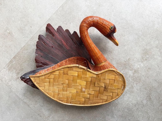 1 cesta colgante/decoración de pared XL única de ratán/mimbre con forma de cisne – Rattan, Wood (photo 11 of 11)