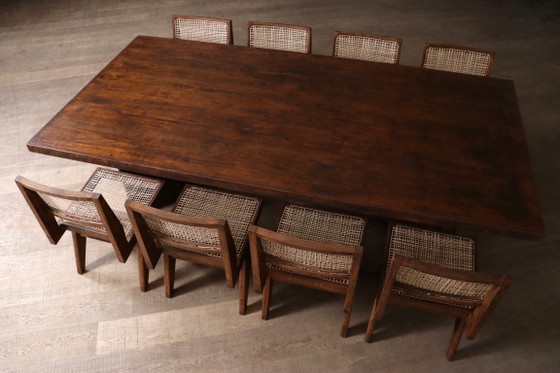 Set van 8 Pierre Jeanneret PJ-SI-25-A armloze stoelen, Chandigarh, 1958 – Eetkamerstoelen, Wood (photo 12 of 17)