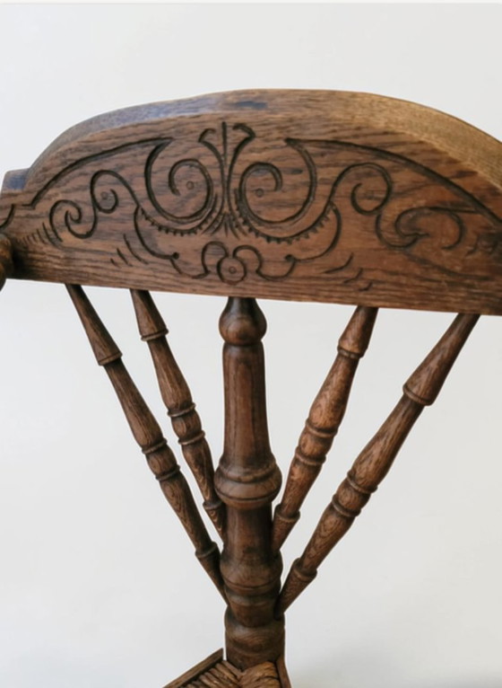 Image 1 of Antieke 19e eeuwse rieten stoel
