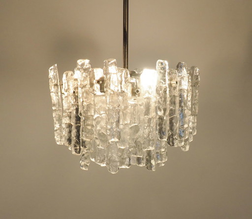 Lámpara colgante de cristal de hielo de diseño vintage, JT Kalmar, años 60