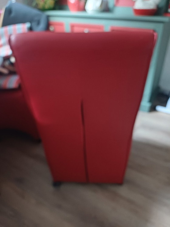 Image 1 of Jess 3 rode leren stoelen met wieltjes