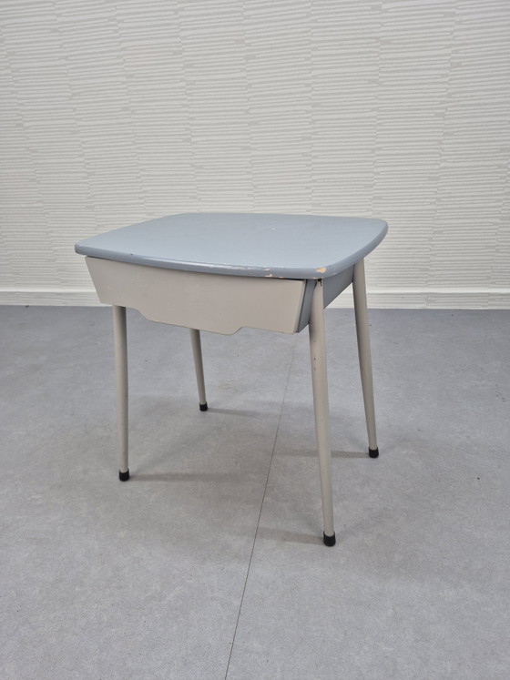 Vintage Bedside Table/Side Table with Drawer, 1950s. – Metal, Wood (photo 5 of 13)