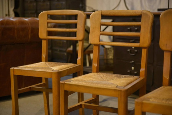 Set of 6 Pierre Cruège chairs from the 1950s. – Dining chairs, Wood, Mid Century Modern (photo 2 of 14)