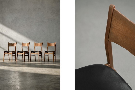 Image 1 of Vintage Mid-Century Scandinavian Modern Dining Chairs in Beech and Teak, 1960s, Set of 4