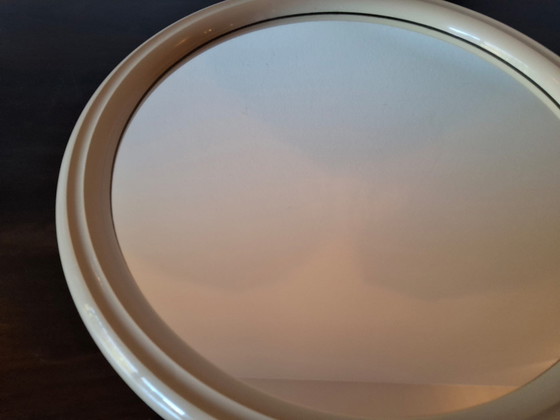 Image 1 of Vintage beige ronde Tijgerspiegel jaren 70