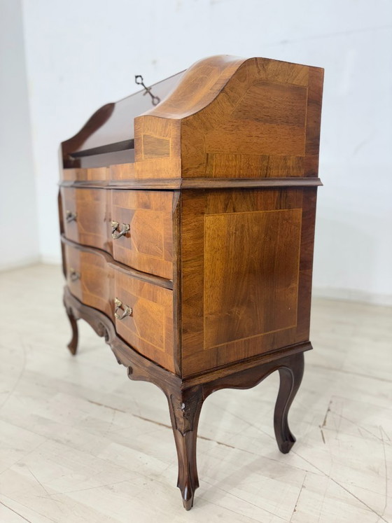 Image 1 of Baroque style writing desk / secretary desk with inlays circa 1800 / secretary table / writing desk