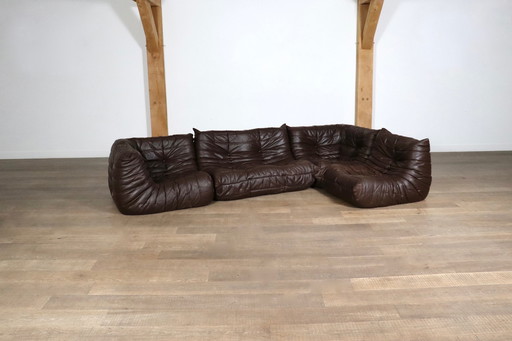 Original Ligne Roset Togo sofa en cuir par Michel Ducaroy, 1970
