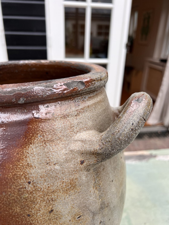 Image 1 of Antieke grijs bruine voorraad inmaak pot groot