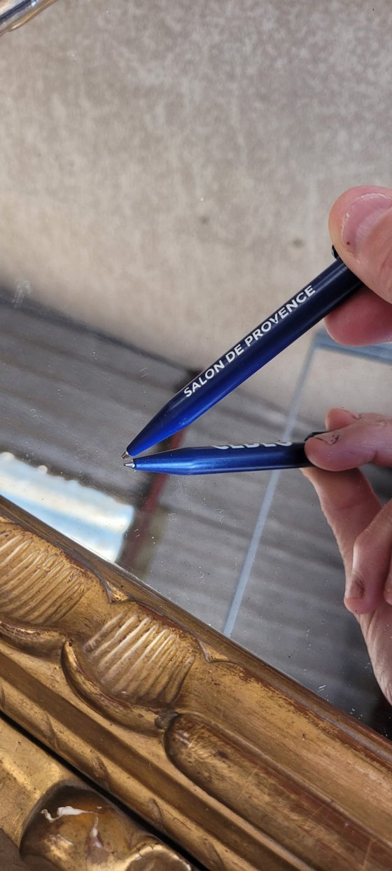 Image 1 of Antieke loden spiegel - Verguld hout - Lodewijk XV-stijl - Spanje 18e eeuw