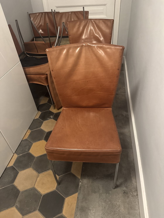 Image 1 of Amerikaans houten tafel met 8 Spica stoelen