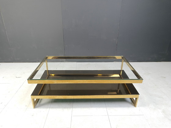 Image 1 of Table basse vintage à deux étages en belgochrome 23kt, 1970