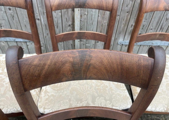 6 Vintage Antieke Mahonie Teak Stoelen – Eetkamerstoelen, Textile, Wood (photo 5 of 9)