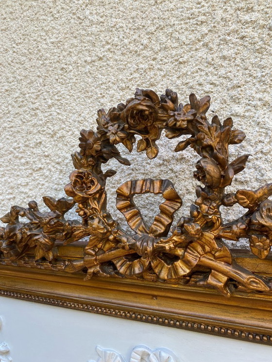 Image 1 of Louis XVI style trumeau mirror in gilded wood with gold leaf, 74x150cm