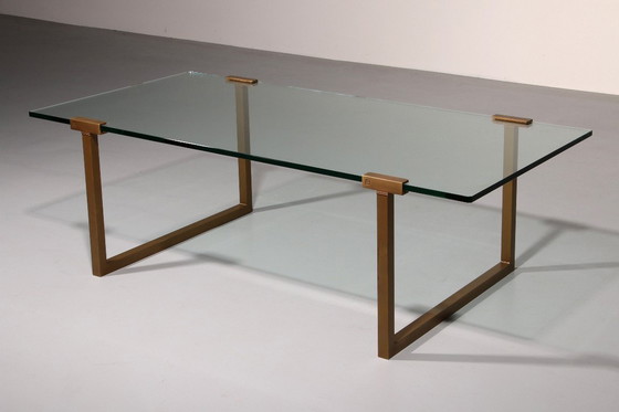 Image 1 of Table de salon en verre et laiton par Peter Ghyczy Modèle T54 1970