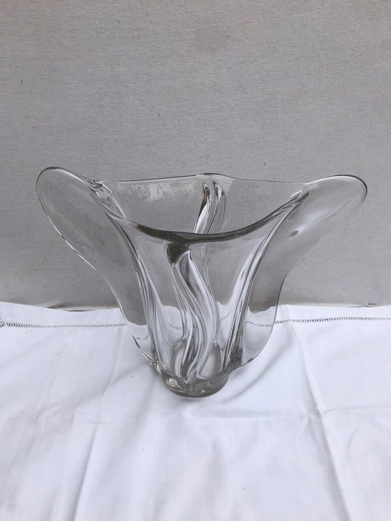 Image 1 of Vaso Ancien Forme Coupe Cristal Trasparente Design Vintage #D389