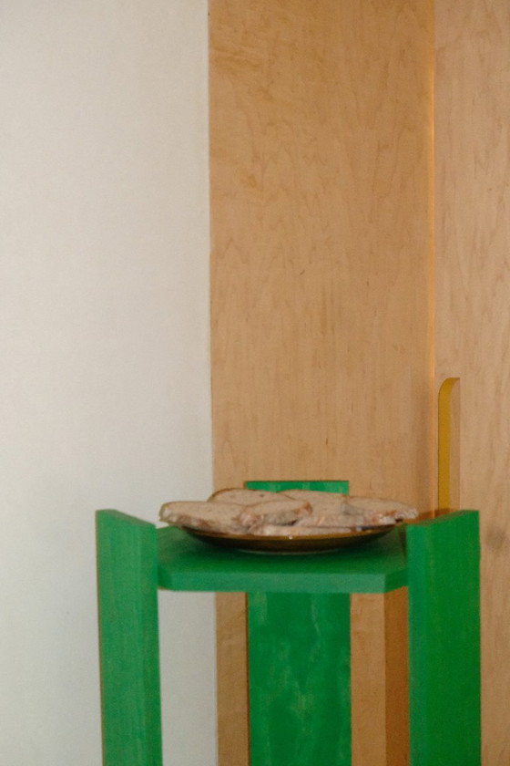 Handmade Tall Book Pillar / Vertical Shelving Unit – Transparent Green – Dina, Bookcases, Wood (photo 3 of 7)