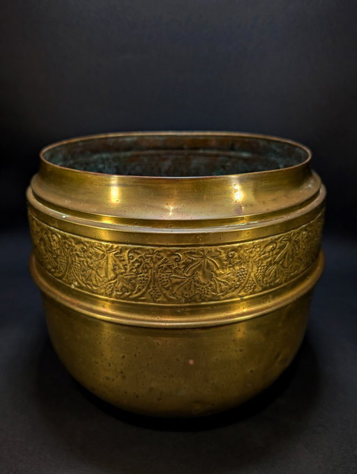Maceta grande de latón del siglo XIX – plantenbak, Brass (photo 2 of 7)