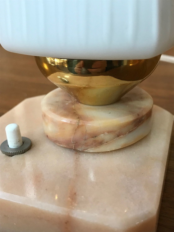 Image 1 of 2 vintage marble and opaline lamps from the 70s