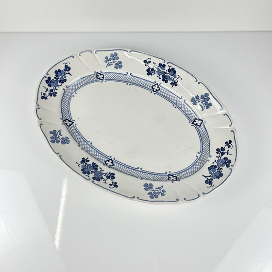 Image 1 of Grand Plat ovale Terre de Fer KG Lunéville, modele "Jane", bleu, 1890-1915