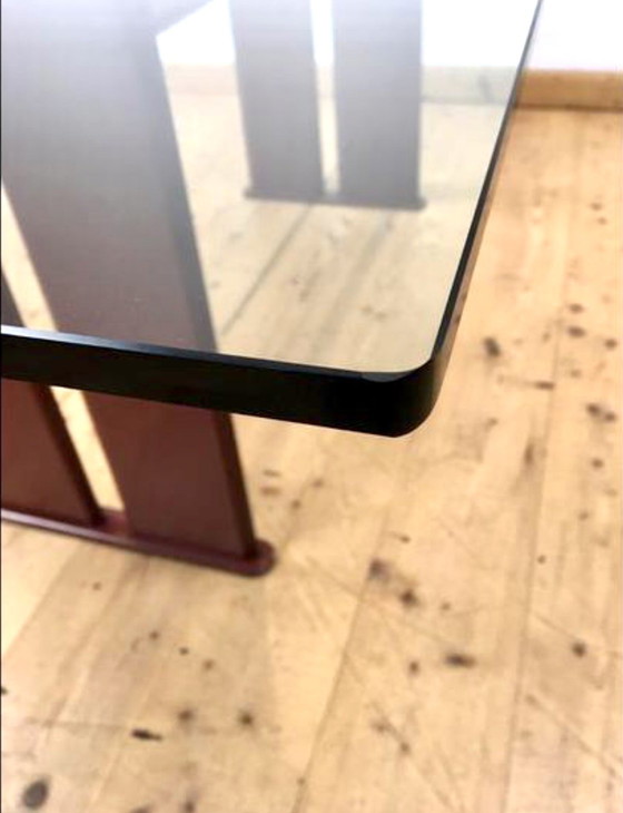 Image 1 of Table de salle à manger en cuir Couro de Brazil des années 1980