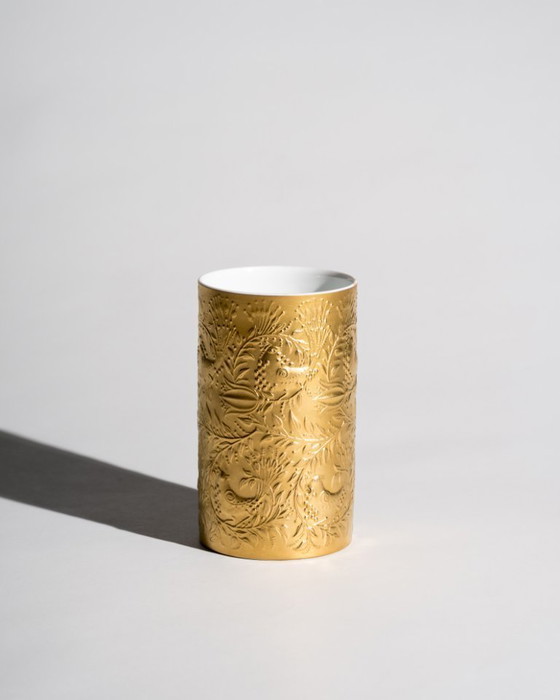 Image 1 of Rosenthal Studio-Line Zauberflöte Porcelain Vase Bjørn Wiinblad Sculptural Gold