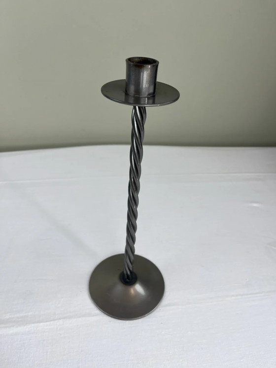 Danish design candlestick with a twisted base., Candle holders, Bronze, Metal, Scandinavian (photo 2 of 7)