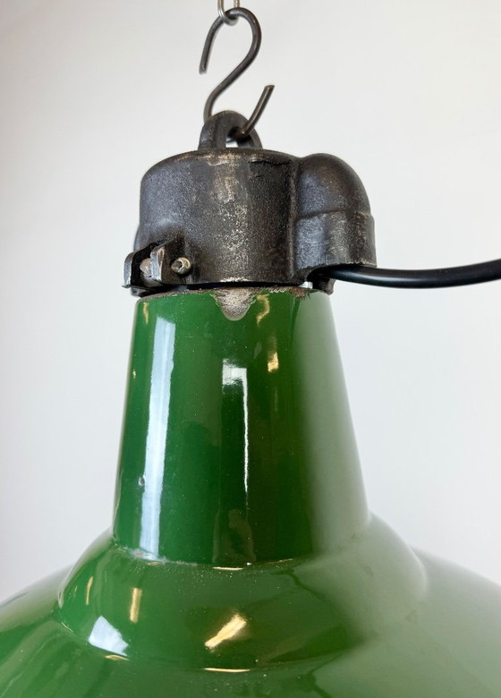 Image 1 of Industrial Green Enamel Factory Pendant Lamp, 1960s