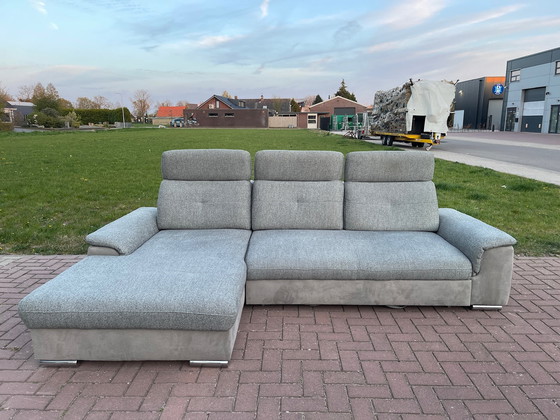Image 1 of Modern Fabric Corner Sofa with Sleeping Function