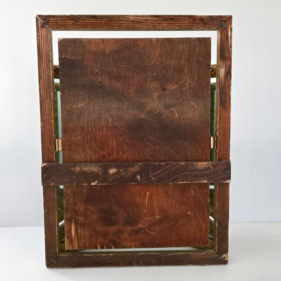 Image 1 of Specchio trittico vintage anni '50 in legno intagliato con lacca dorata, anni '50, autoportante