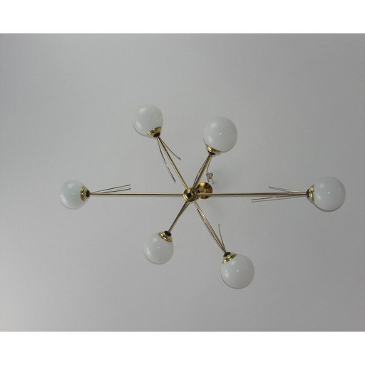Vintage brass and glass chandelier, 1960s