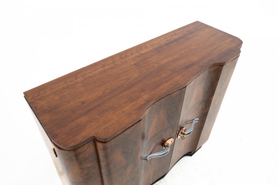 Image 1 of Art Deco walnut commode cabinet, Western Europe, mid-20th century.