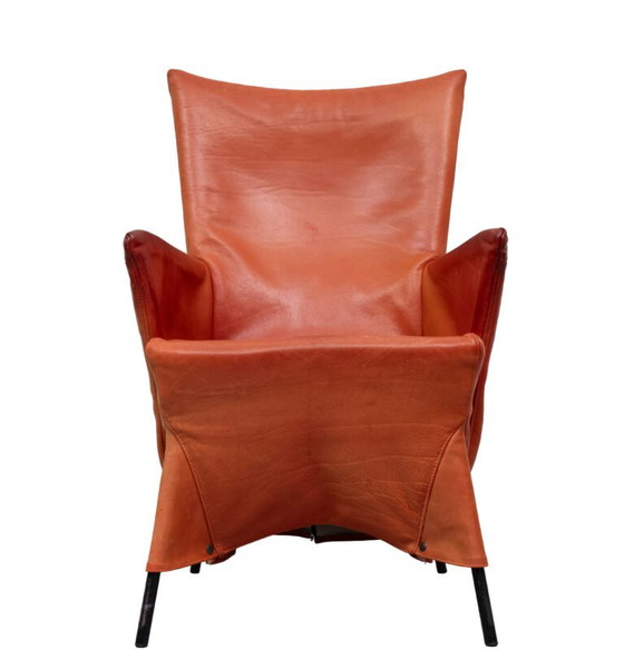 Gerard van der Berg fauteuil met oranje leren rok, jaren 80 – Leather, Dutch Design Style (photo 33 of 40)