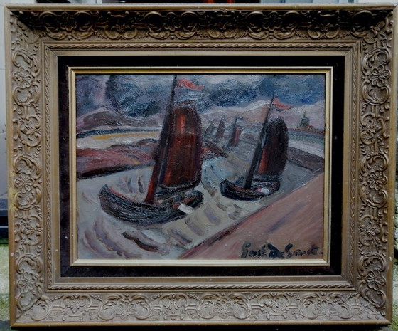 Gustave Franciscus De Smet "Fishing Boats on the River" oil on canvas – Paintings & Drawings (photo 5 of 7)