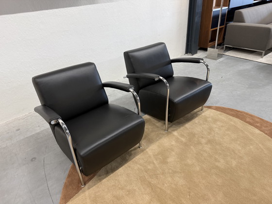 Image 1 of 2 poltrone Leolux Scylla in pelle nera