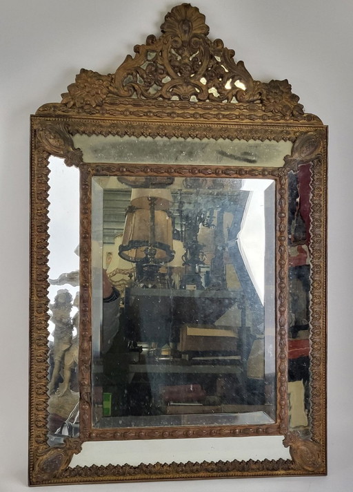 Antique mirror pare close