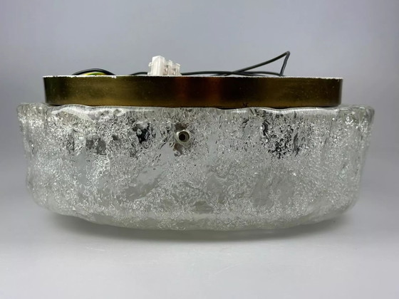 Image 1 of Lampada da soffitto anni '60 e '70 Plafoniera a filo in vetro ghiacciato Hillebrand Germania