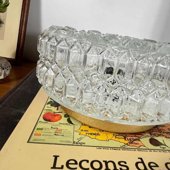 Vintage Round Wall Sconce Ceiling Light Transparent Glass 1970 1980 (photo 5 of 9)