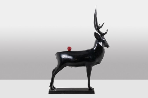 François Pompon. Stag, life-size bronze sculpture. Print 2006