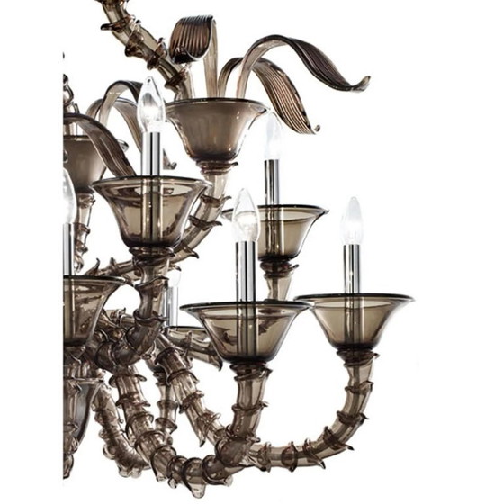 Image 1 of Stunning Modern Smoked-Fumè “Ca’ Rezzonico” Murano Glass Chandelier