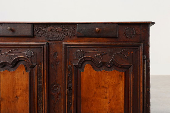 Image 1 of Rare French provincial carved cabinet or buffet with great patina, dated 1841