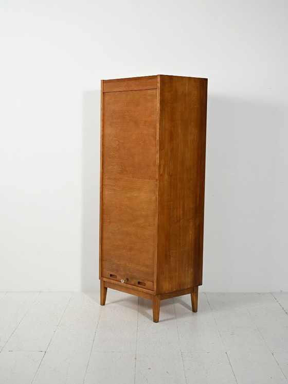 Image 1 of Scandinavische eikenhouten archiefkast met verticale roldeur, S.K.N., 1963