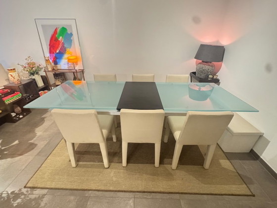 Image 1 of B&B Italia extendable designer dining table, Paolo Piva, glass