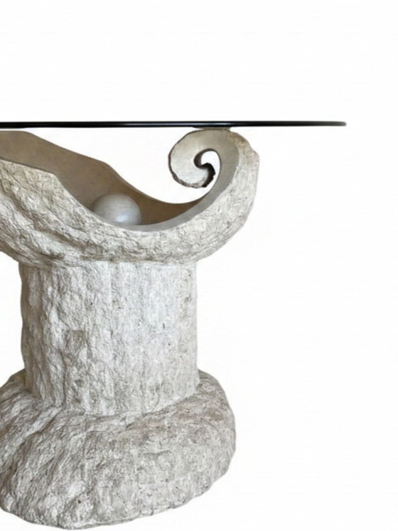 Image 1 of Vintage dining table in Mactan stone and glass by Magnussen Ponte, 1980