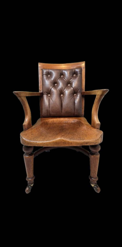 Antieke Engelse bureau- / library armstoel