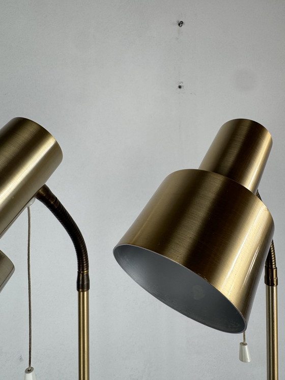 Image 1 of  Set Zweedse Messing Vloerlampen – Mid-Century Verstelbaar Ontwerp