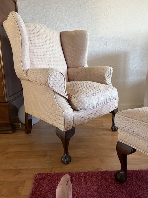 English wingchair with ottoman