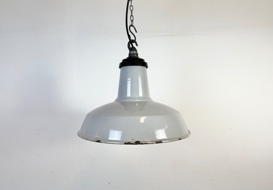 Image 1 of Suspension industrielle en émail gris, années 1960