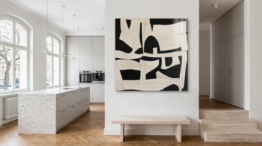 Minimalisme - Exclusief Wabi Sabi Abstract Zwart-wit op 5 mm acrylglas 95 cm x 95 cm – giclee prints (photo 2 of 4)